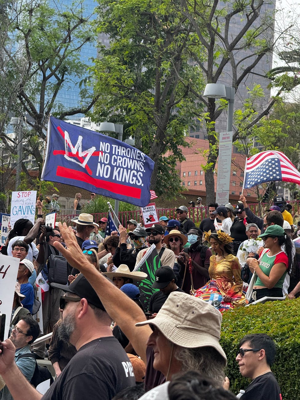 protest march in los angeles downtown